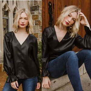 Murphy S’Edge Faux Leather Top EUC